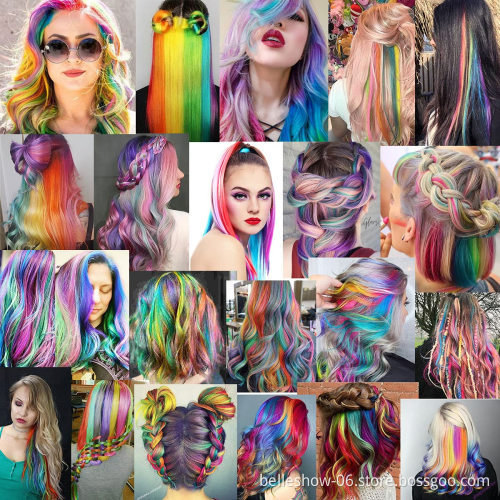 Hot sell   synthetic colorful clip in hair extension   clip in  double drawn clip in hair extension